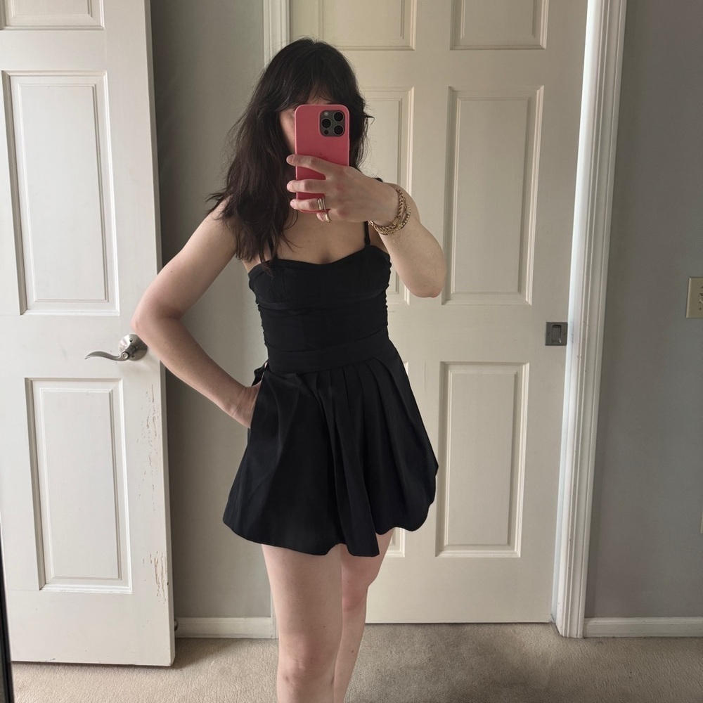The Kooples Black Mini Flounce Corset Dress